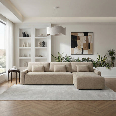 Cumulus Taupe 2-Piece Convertible RAF Sleeper Sectional by Homelegance at Eve Furniture