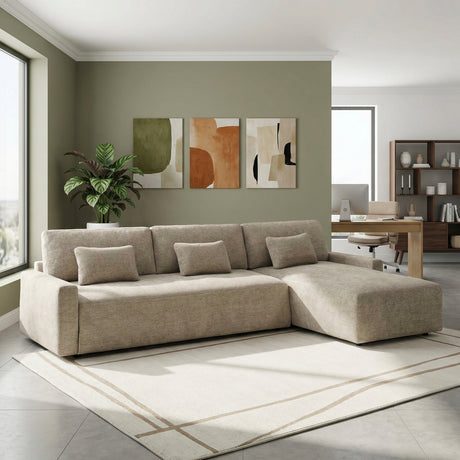 Cumulus Taupe 2-Piece Convertible RAF Sleeper Sectional by Homelegance at Eve Furniture