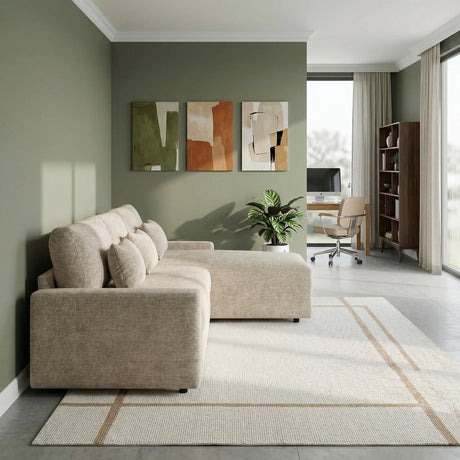 Cumulus Taupe 2-Piece Convertible RAF Sleeper Sectional by Homelegance at Eve Furniture