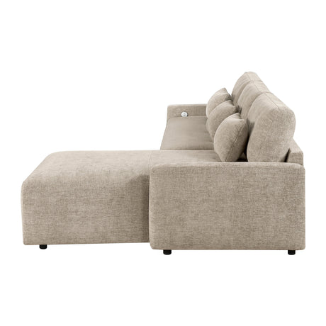 Cumulus Taupe 2-Piece Convertible RAF Sleeper Sectional by Homelegance at Eve Furniture