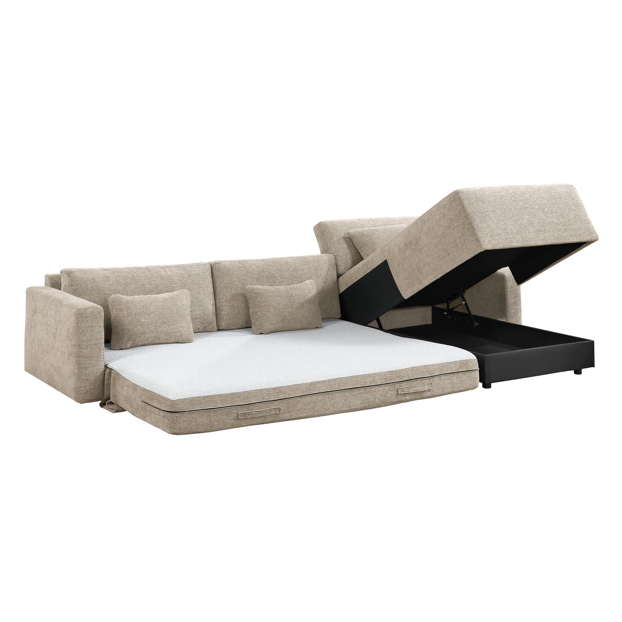 Cumulus Taupe 2-Piece Convertible RAF Sleeper Sectional by Homelegance at Eve Furniture