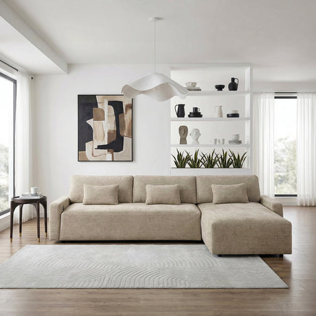 Cumulus Taupe 2-Piece Convertible RAF Sleeper Sectional by Homelegance at Eve Furniture