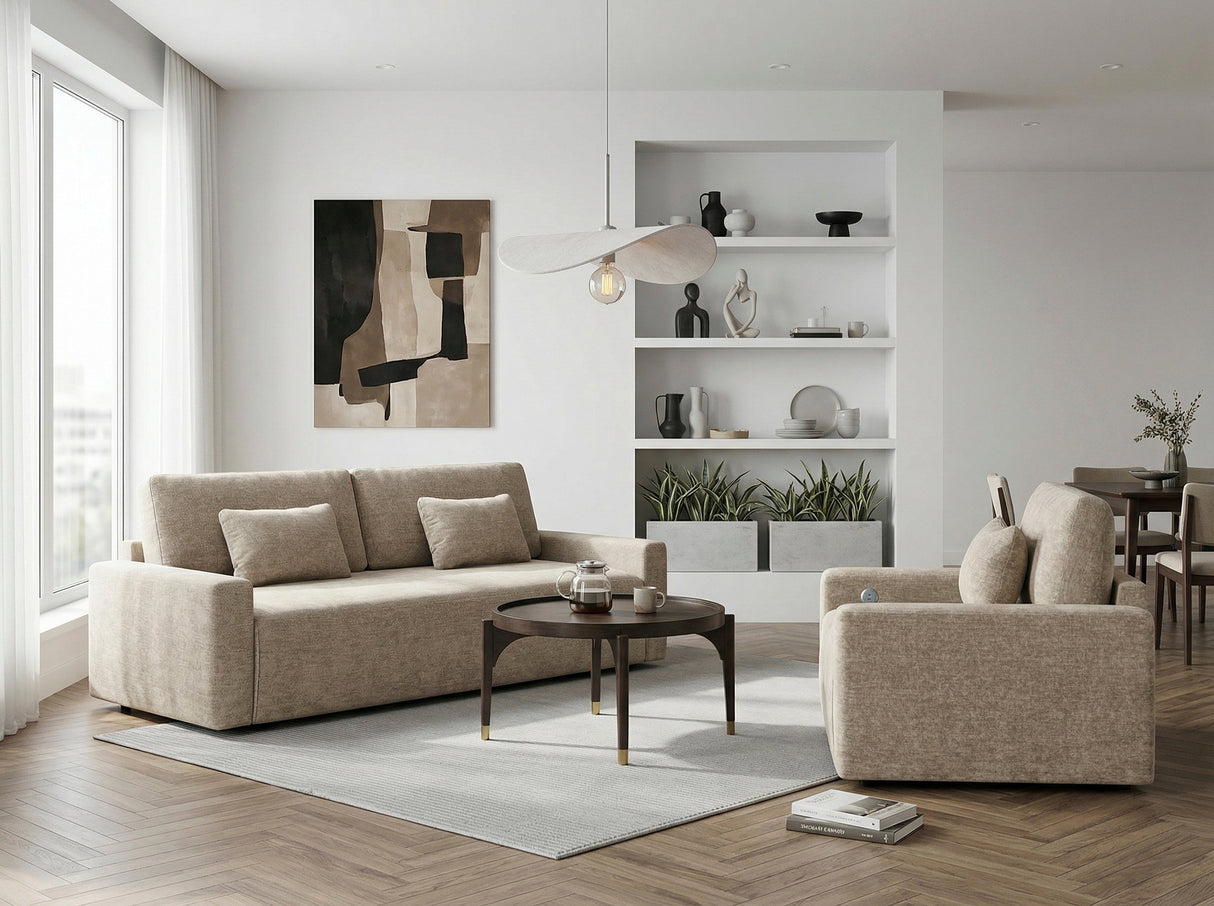 Cumulus Taupe Convertible Queen Sleeper Sofa with Charging Ports by Homelegance at Eve Furniture