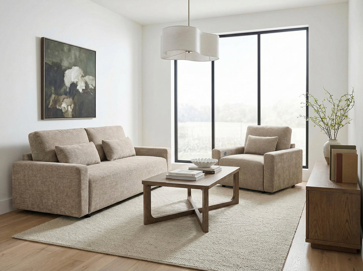 Cumulus Taupe Convertible Queen Sleeper Sofa with Charging Ports by Homelegance at Eve Furniture
