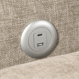 Cumulus Taupe Convertible Queen Sleeper Sofa with Charging Ports by Homelegance at Eve Furniture