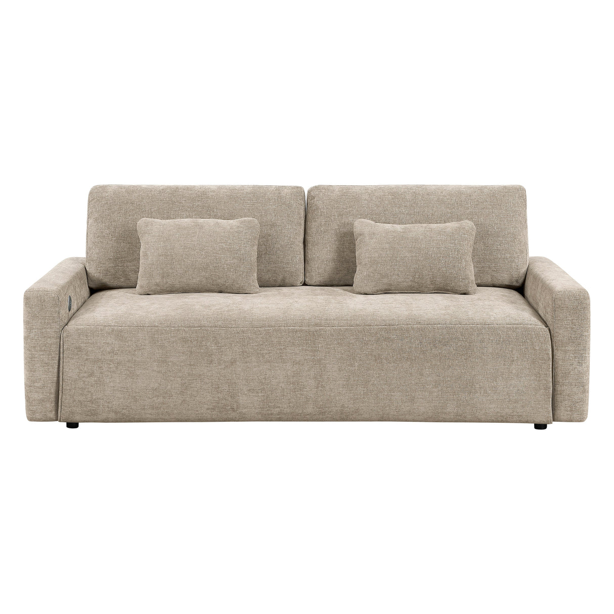Cumulus Taupe Convertible Queen Sleeper Sofa with Charging Ports by Homelegance at Eve Furniture