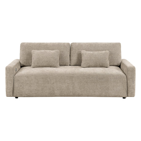 Cumulus Taupe Convertible Queen Sleeper Sofa with Charging Ports by Homelegance at Eve Furniture