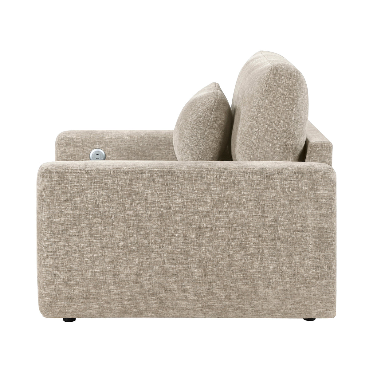 Cumulus Taupe Convertible Sleeper Chair with Charging Ports by Homelegance at Eve Furniture