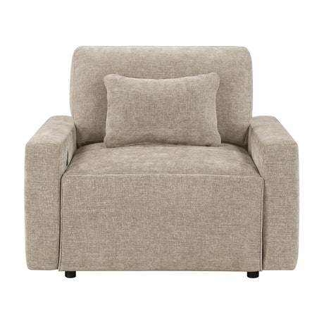 Cumulus Taupe Convertible Sleeper Chair with Charging Ports by Homelegance at Eve Furniture