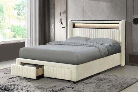 Cupid Beige Twin Platform Bed With Storage Drawers by Happy Homes at Eve Furniture