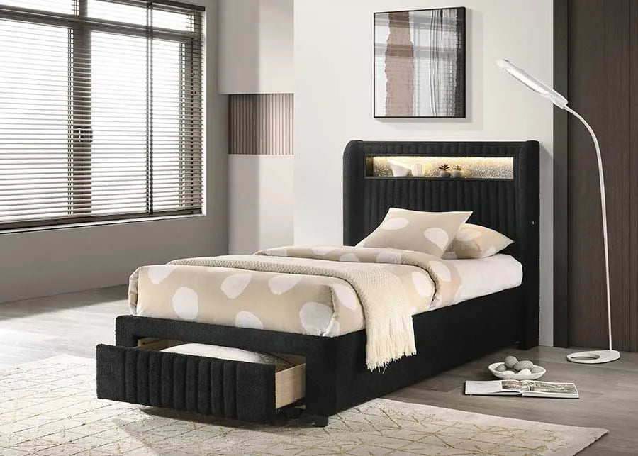 Cupid Black Twin Platform Bed With Storage Drawers by Happy Homes at Eve Furniture