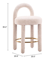 Curco Beige Counter Stool (Set of 2) by Zuomod at Eve Furniture