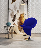 Curl Swivel Accent Chair in Blue and Polished Chrome by Manhattan Comfort at Eve Furniture