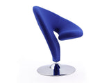Curl Swivel Accent Chair in Blue and Polished Chrome by Manhattan Comfort at Eve Furniture