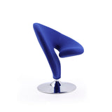 Curl Swivel Accent Chair in Blue and Polished Chrome (set of 2) by Manhattan Comfort at Eve Furniture