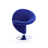 Curl Swivel Accent Chair in Blue and Polished Chrome (set of 2) by Manhattan Comfort at Eve Furniture