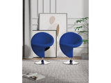 Curl Swivel Accent Chair in Blue and Polished Chrome (set of 2) by Manhattan Comfort at Eve Furniture