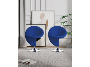 Curl Swivel Accent Chair in Blue and Polished Chrome (set of 2) by Manhattan Comfort at Eve Furniture
