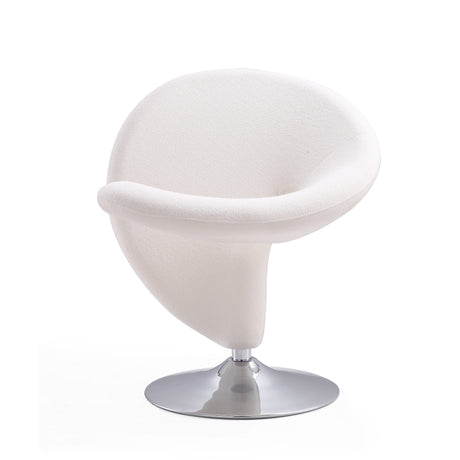 Curl Swivel Accent Chair in Cream and Polished Chrome by Manhattan Comfort at Eve Furniture