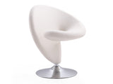 Curl Swivel Accent Chair in Cream and Polished Chrome by Manhattan Comfort at Eve Furniture