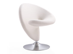 Curl Swivel Accent Chair in Cream and Polished Chrome by Manhattan Comfort at Eve Furniture