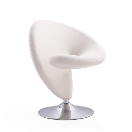 Curl Swivel Accent Chair in Cream and Polished Chrome (set of 2) by Manhattan Comfort at Eve Furniture