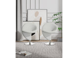 Curl Swivel Accent Chair in Cream and Polished Chrome (set of 2) by Manhattan Comfort at Eve Furniture