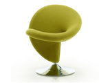Curl Swivel Accent Chair in Green and Polished Chrome by Manhattan Comfort at Eve Furniture