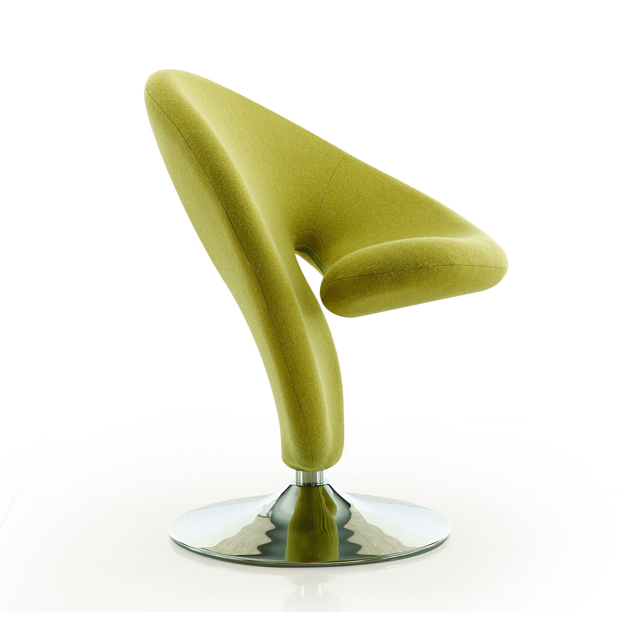 Curl Swivel Accent Chair in Green and Polished Chrome (set of 2) by Manhattan Comfort at Eve Furniture