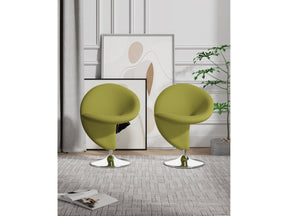 Curl Swivel Accent Chair in Green and Polished Chrome (set of 2) by Manhattan Comfort at Eve Furniture