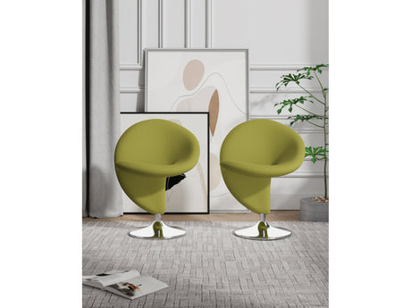 Curl Swivel Accent Chair in Green and Polished Chrome (set of 2) by Manhattan Comfort at Eve Furniture