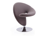 Curl Swivel Accent Chair in Grey and Polished Chrome by Manhattan Comfort at Eve Furniture