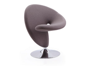 Curl Swivel Accent Chair in Grey and Polished Chrome by Manhattan Comfort at Eve Furniture