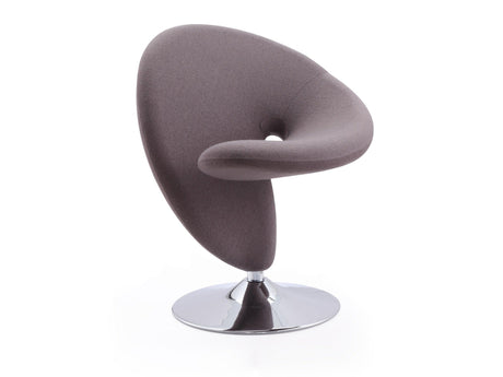 Curl Swivel Accent Chair in Grey and Polished Chrome by Manhattan Comfort at Eve Furniture