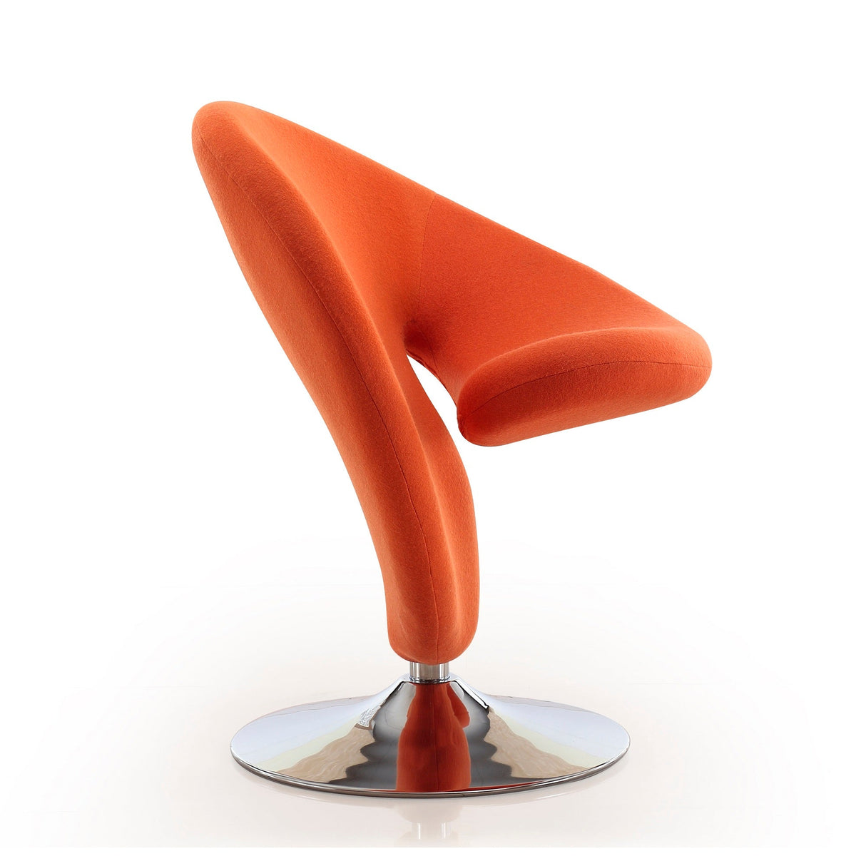 Curl Swivel Accent Chair in Orange and Polished Chrome (set of 2) by Manhattan Comfort at Eve Furniture