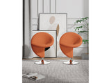 Curl Swivel Accent Chair in Orange and Polished Chrome (set of 2) by Manhattan Comfort at Eve Furniture
