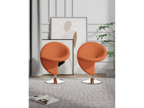 Curl Swivel Accent Chair in Orange and Polished Chrome (set of 2) by Manhattan Comfort at Eve Furniture