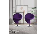 Curl Swivel Accent Chair in Purple and Polished Chrome (set of 2) by Manhattan Comfort at Eve Furniture