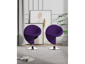 Curl Swivel Accent Chair in Purple and Polished Chrome (set of 2) by Manhattan Comfort at Eve Furniture
