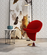 Curl Swivel Accent Chair in Red and Polished Chrome by Manhattan Comfort at Eve Furniture