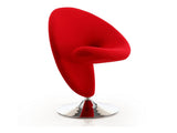 Curl Swivel Accent Chair in Red and Polished Chrome by Manhattan Comfort at Eve Furniture