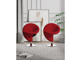 Curl Swivel Accent Chair in Red and Polished Chrome (set of 2) by Manhattan Comfort at Eve Furniture