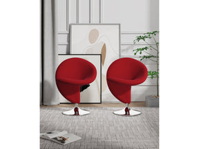 Curl Swivel Accent Chair in Red and Polished Chrome (set of 2) by Manhattan Comfort at Eve Furniture
