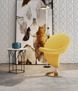 Curl Swivel Accent Chair in Yellow and Polished Chrome by Manhattan Comfort at Eve Furniture