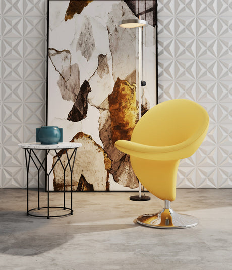 Curl Swivel Accent Chair in Yellow and Polished Chrome by Manhattan Comfort at Eve Furniture