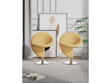 Curl Swivel Accent Chair in Yellow and Polished Chrome (set of 2) by Manhattan Comfort at Eve Furniture