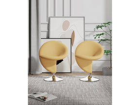 Curl Swivel Accent Chair in Yellow and Polished Chrome (set of 2) by Manhattan Comfort at Eve Furniture