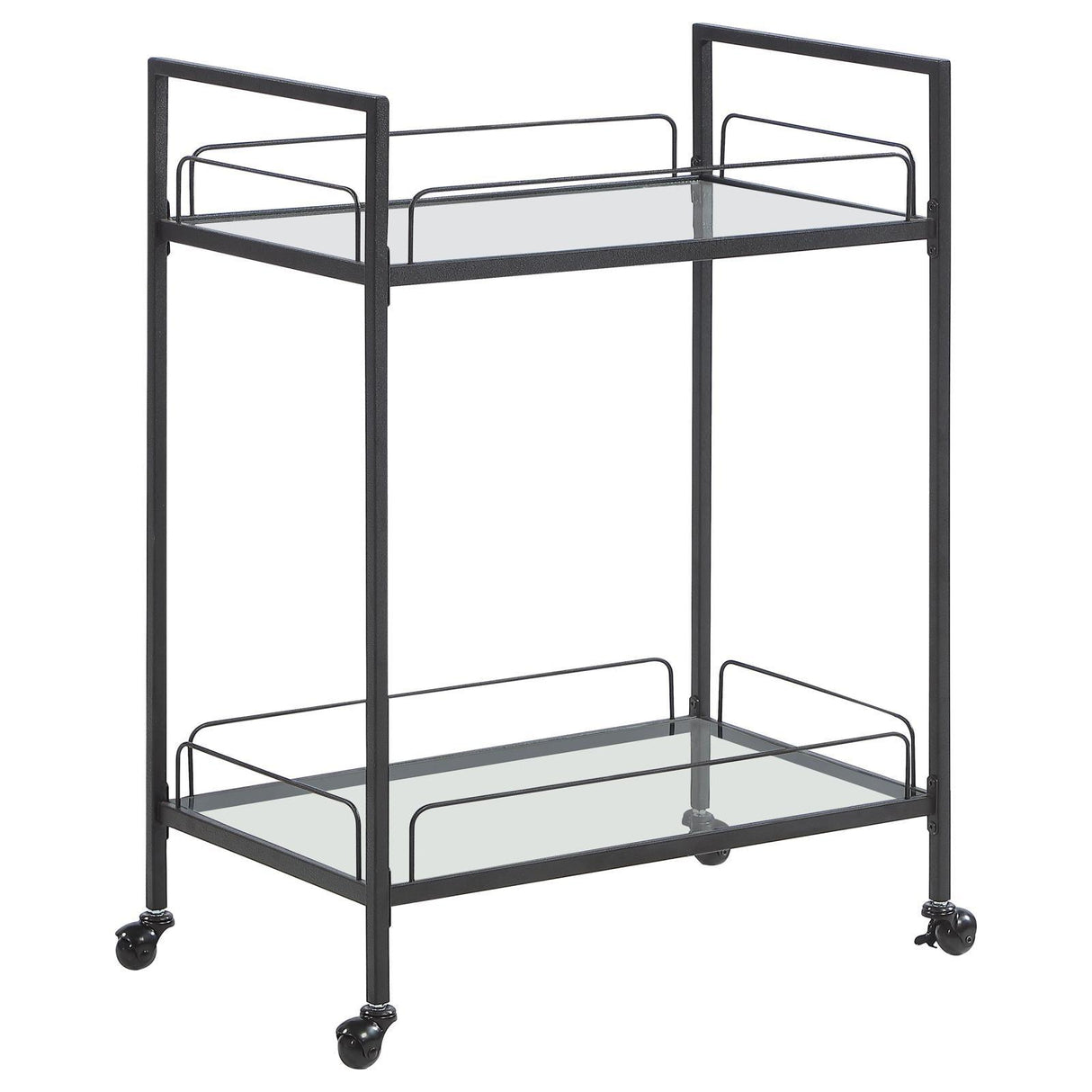 Curltis Clear/Black Serving Cart with Glass Shelves by Coaster at Eve Furniture