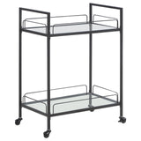 Curltis Clear/Black Serving Cart with Glass Shelves by Coaster at Eve Furniture