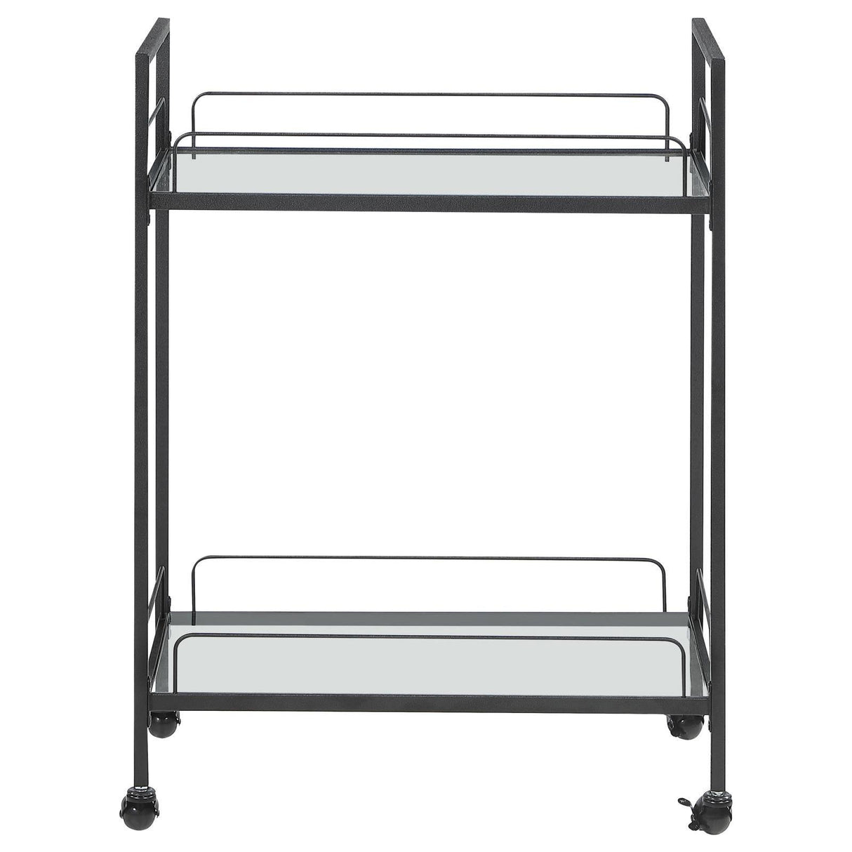 Curltis Clear/Black Serving Cart with Glass Shelves by Coaster at Eve Furniture